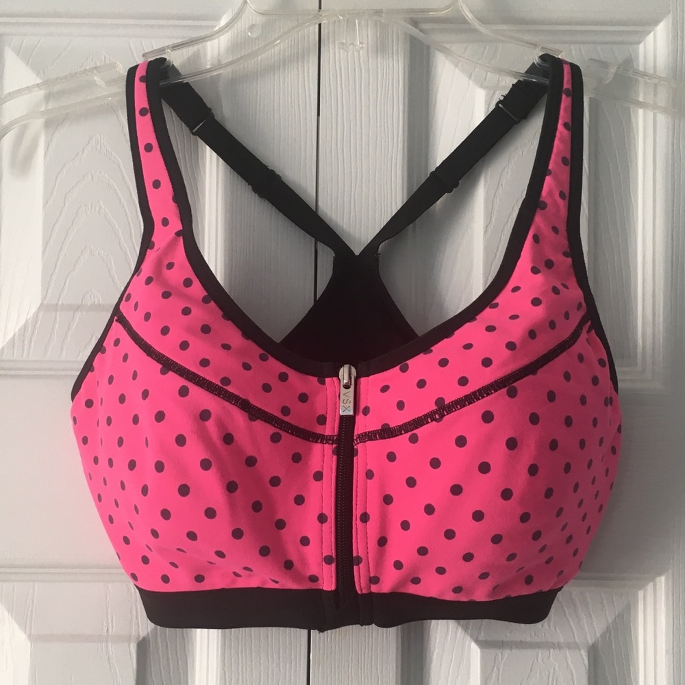 Victoria Secret Sports Bra Pink Polka Dot Size 34C